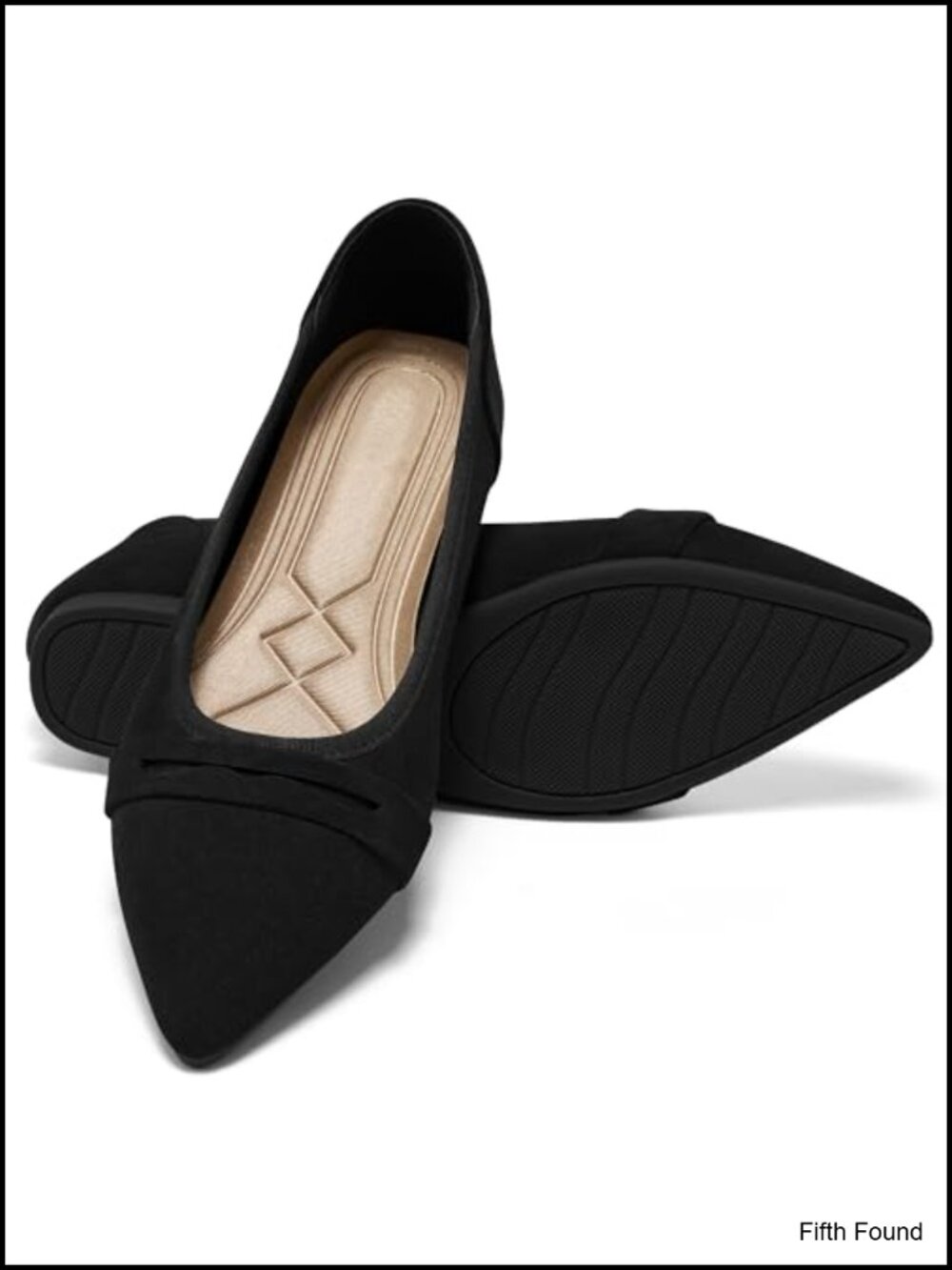 Pointed Toe Faux Suede Flats Memory Foam Comfort Business Casual Shoes
